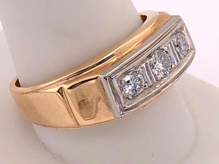 Alliance De Mariage Homme Et Femme En Or 14 Carats - 3 Diamants Créés, Or Jaune Ou Blanc, Taille 7