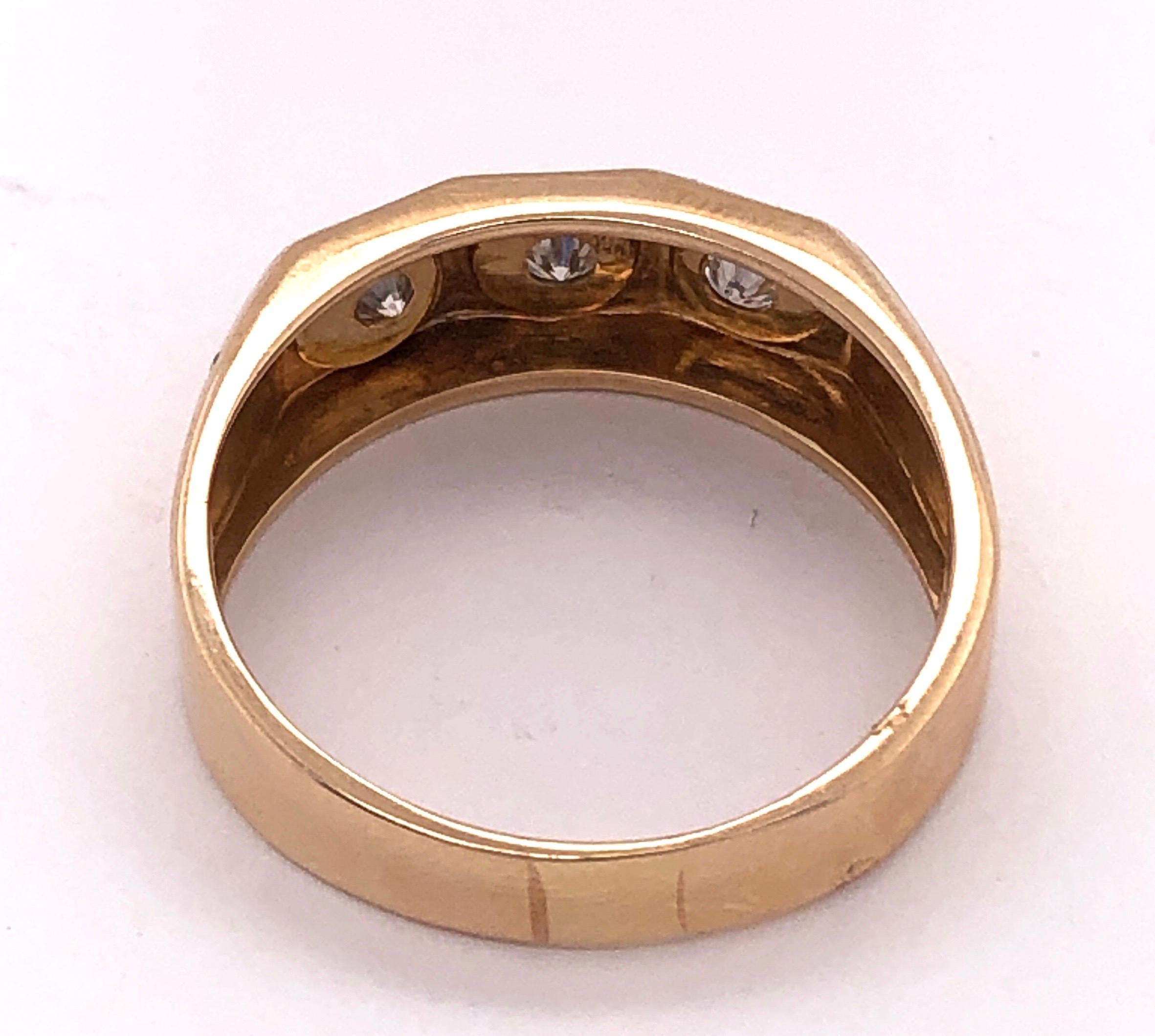 14 Karat 3 Diamond Yellow Gold Ring One 1/2 Carat Total Diamond Weight For Sale 4