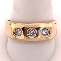 14 Karat 3 Diamond Yellow Gold Ring One 1/2 Carat Total Diamond Weight