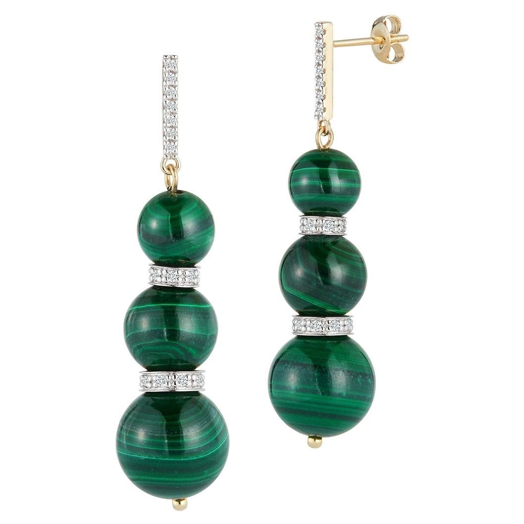 14kt Three Pearl Ball Drop Earrings For Sale at 1stDibs