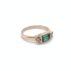 14KT Tourmaline & Diamond Bezel Set Ring