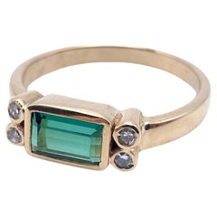 14KT Tourmaline & Diamond Bezel Set Ring