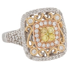 14Kt Tri Color Gold 1.00 Carat Diamond Ring
