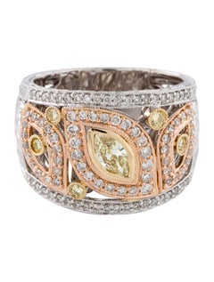 14Kt Tri Color Gold 1.14 Carat Diamond Band