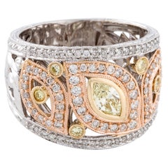 14Kt Tri Color Gold 1.14 Carat Diamond Band