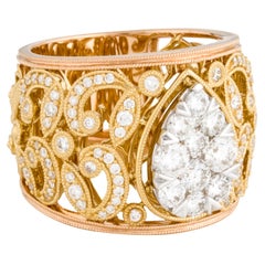 gold carats color 14Kt Tri Color Gold 1.50 Carat Diamond Cocktail Ring