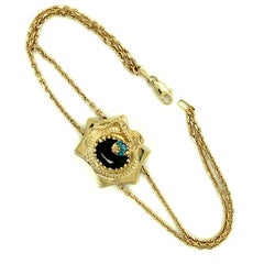 14kt Turquoise and Onyx Snake Slide Bracelet