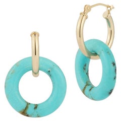 14kt Turquoise Donut Hoops