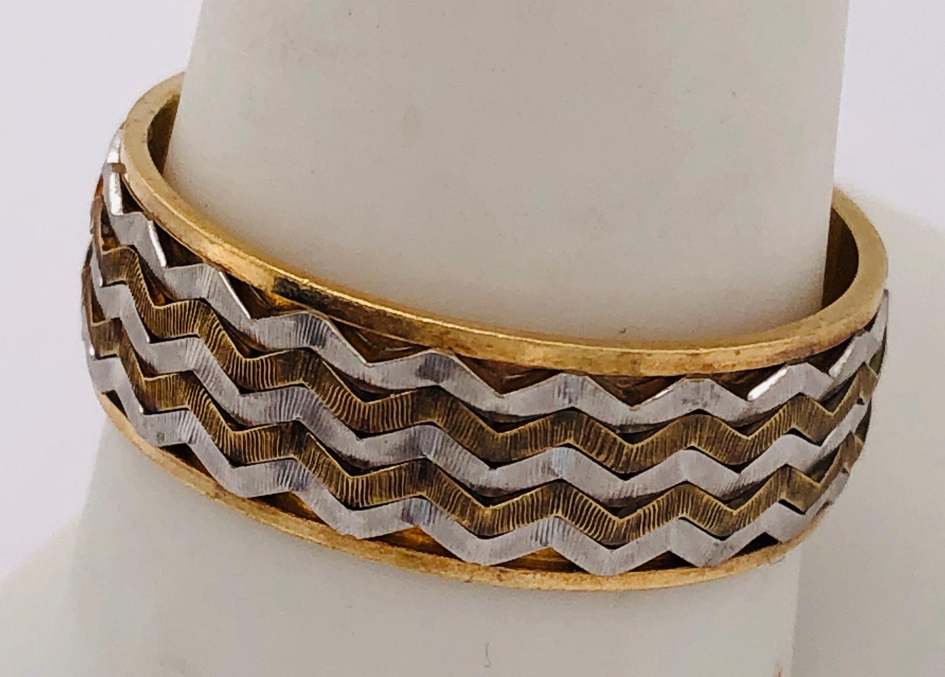 14 Karat Two-Tone Band Ring or Wedding Band For Sale 1