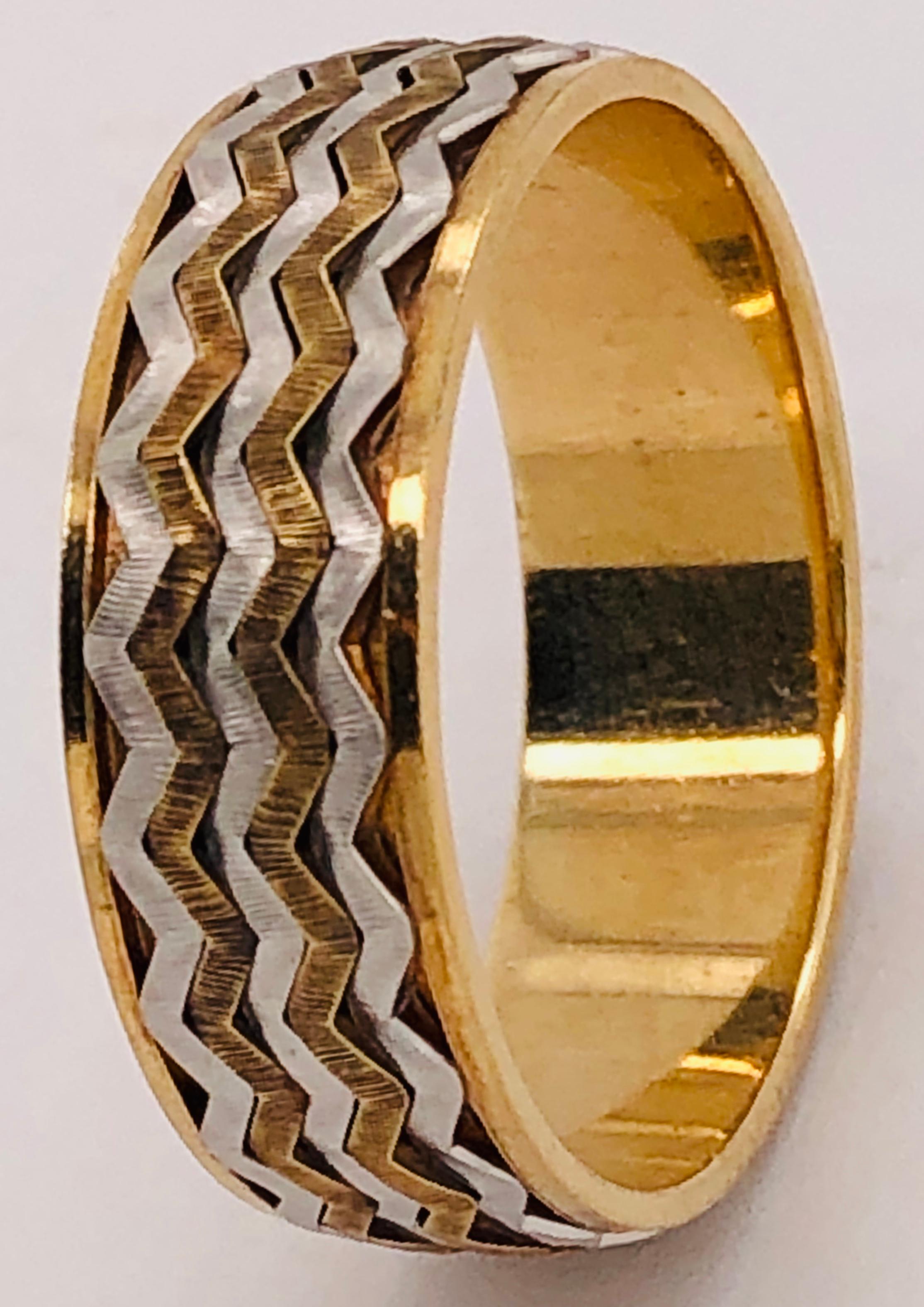 14 Karat Two-Tone Band Ring or Wedding Band For Sale 3