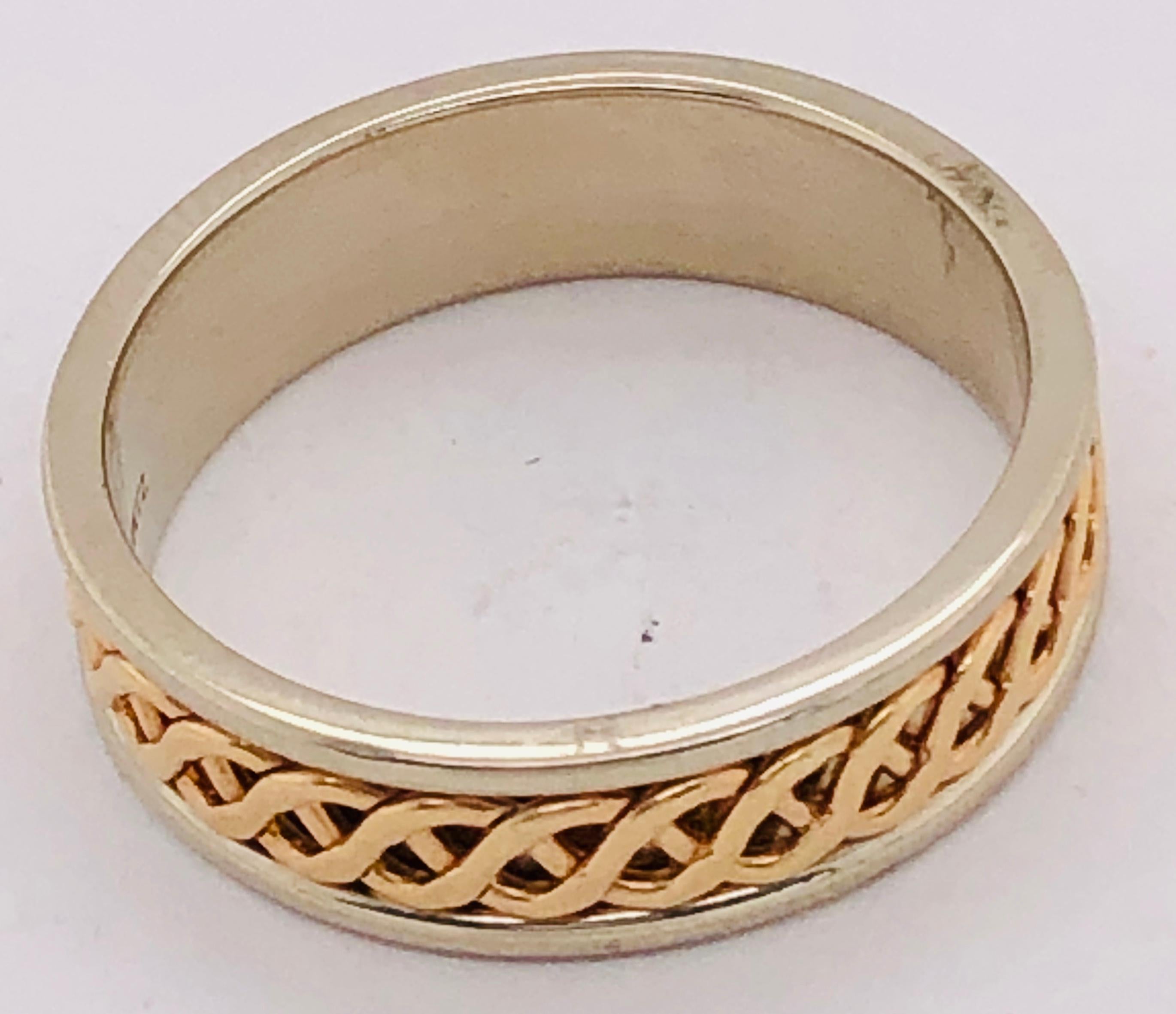 14 Karat Two-Tone Gold Band Ring / Bridal or Wedding Ring For Sale 6