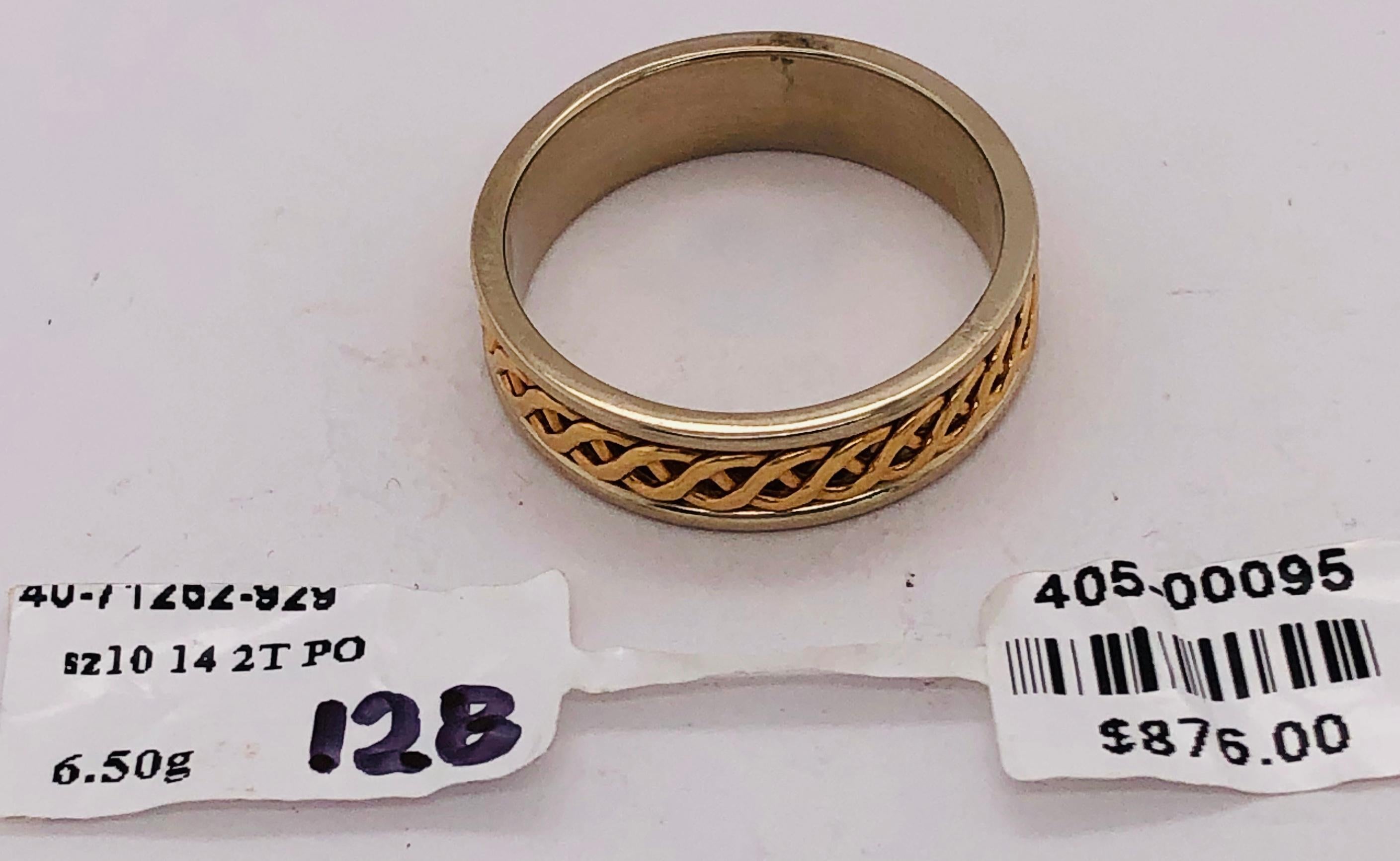 14 Karat Two-Tone Gold Band Ring / Bridal or Wedding Ring For Sale 7