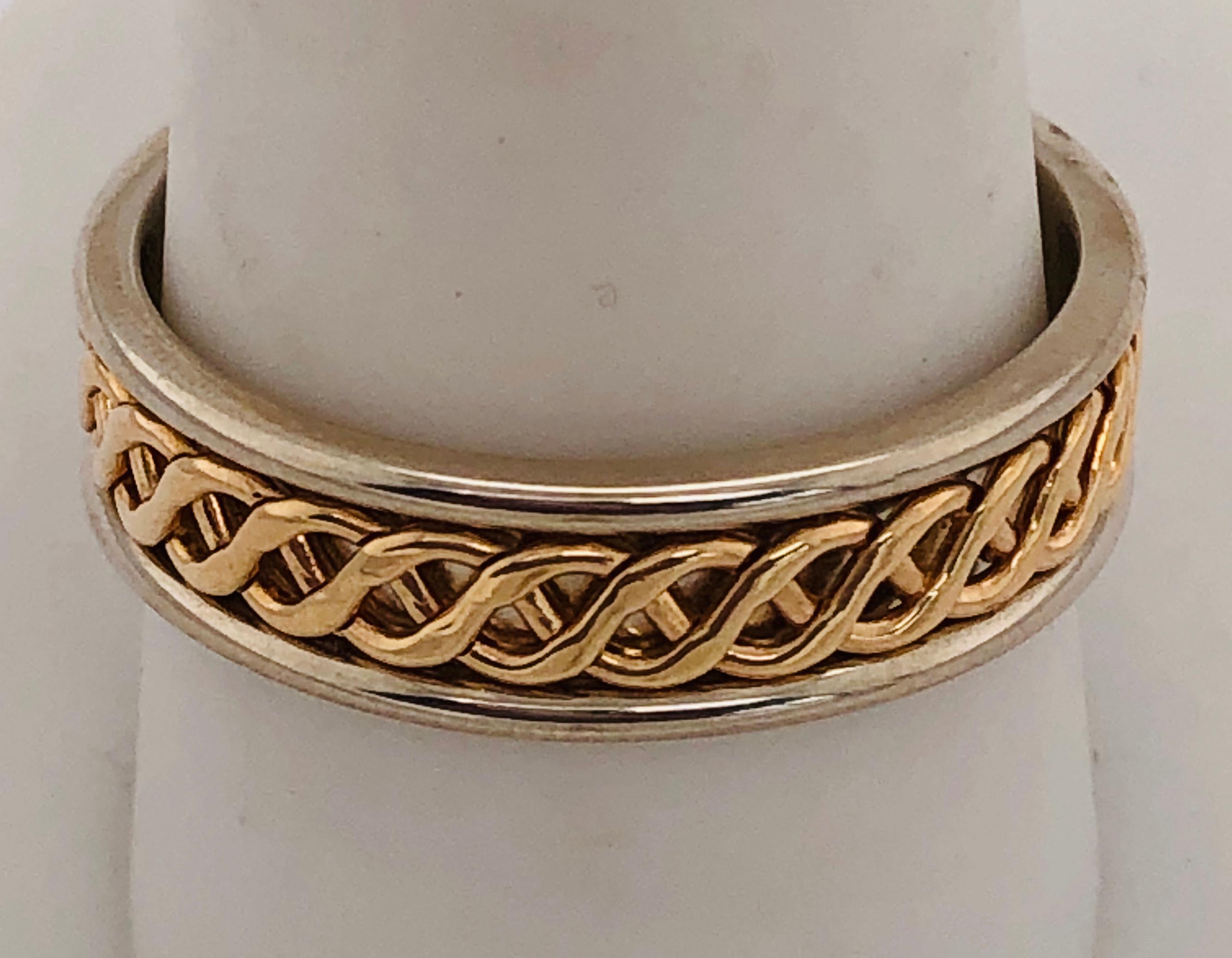 Women's or Men's 14 Karat Two-Tone Gold Band Ring / Bridal or Wedding Ring For Sale