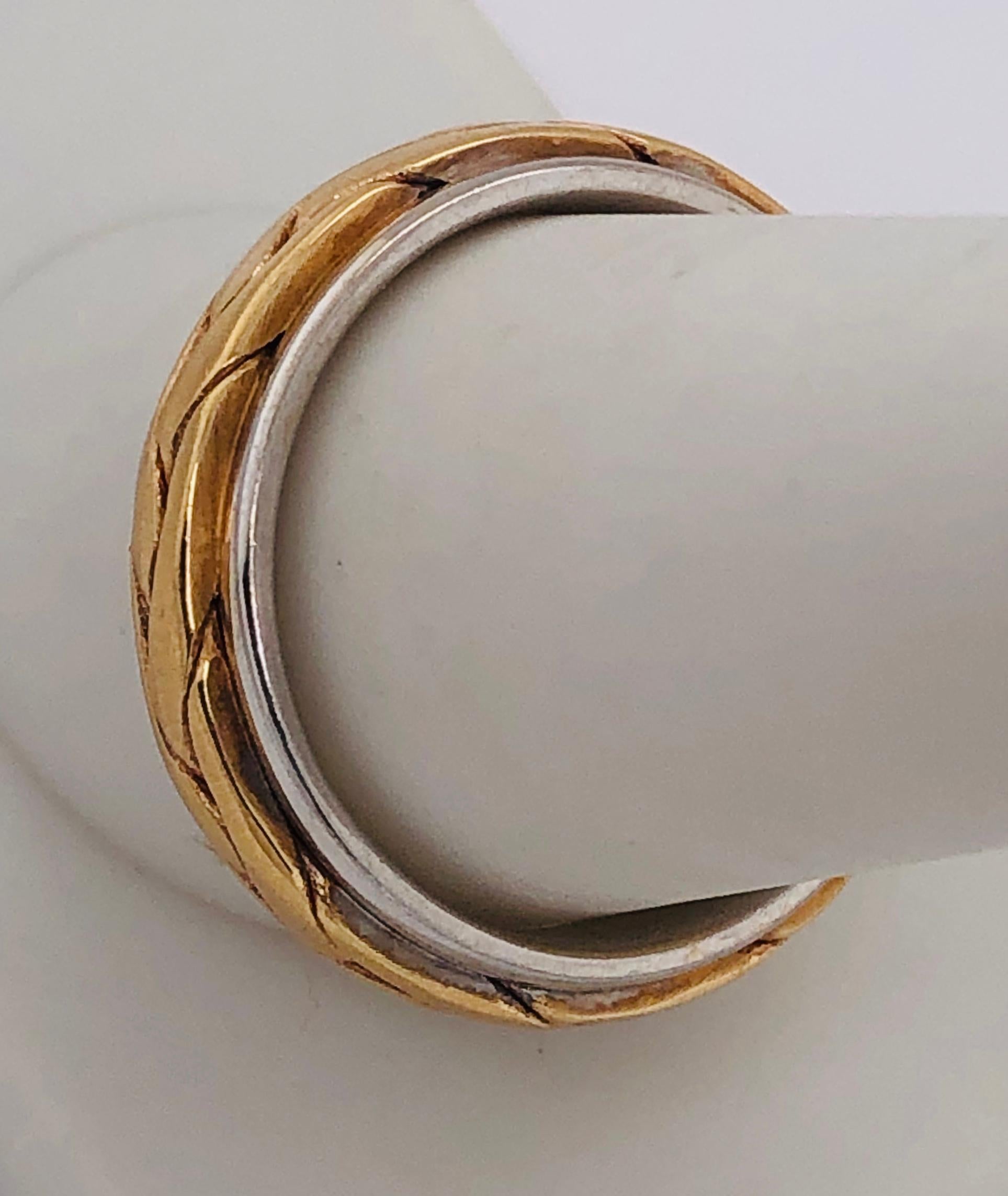 Women's or Men's 14 Karat Two-Tone Gold Braid Styled Band or Wedding Ring For Sale