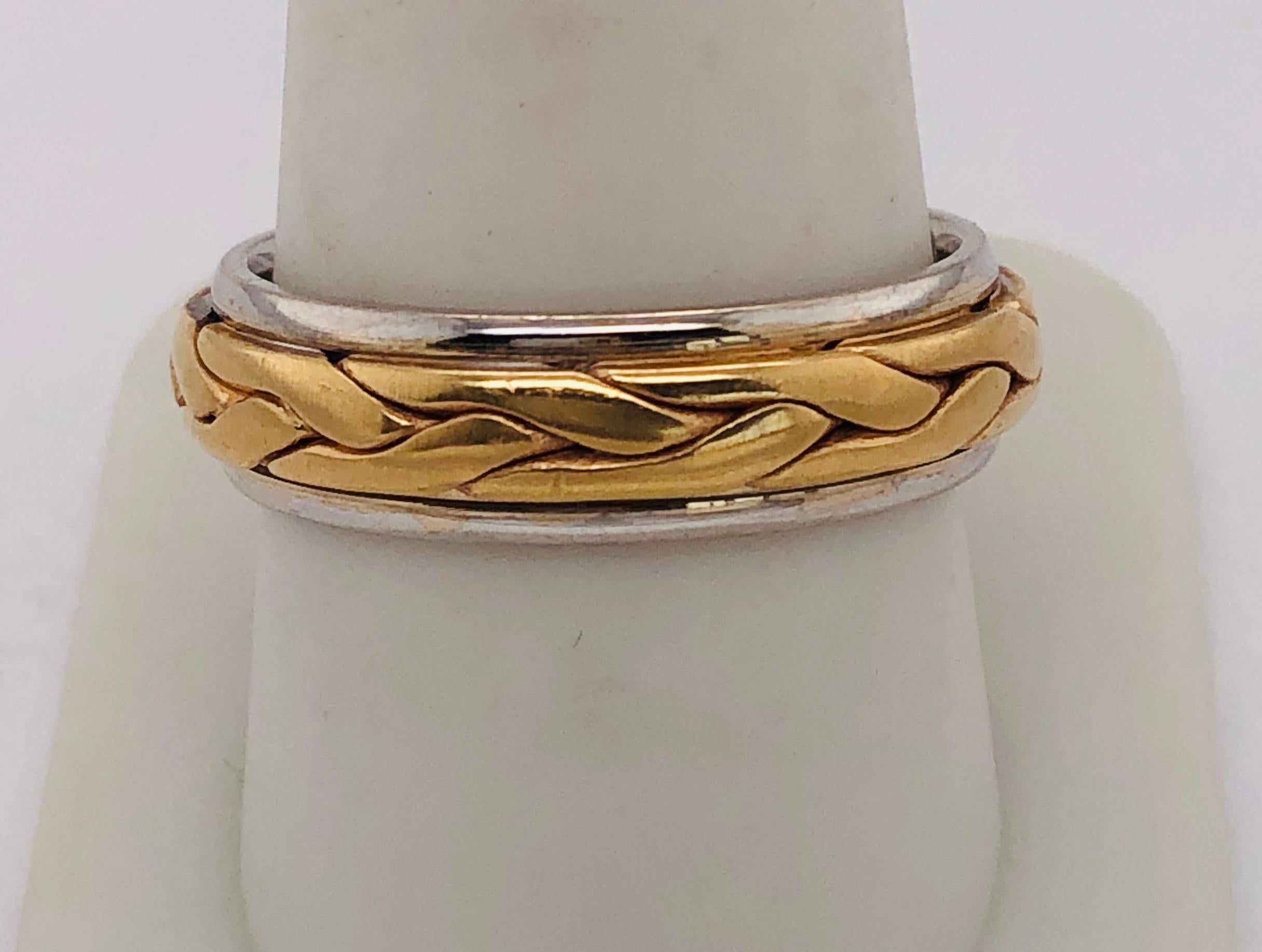 14 Karat Two-Tone Gold Braid Styled Band or Wedding Ring For Sale 1