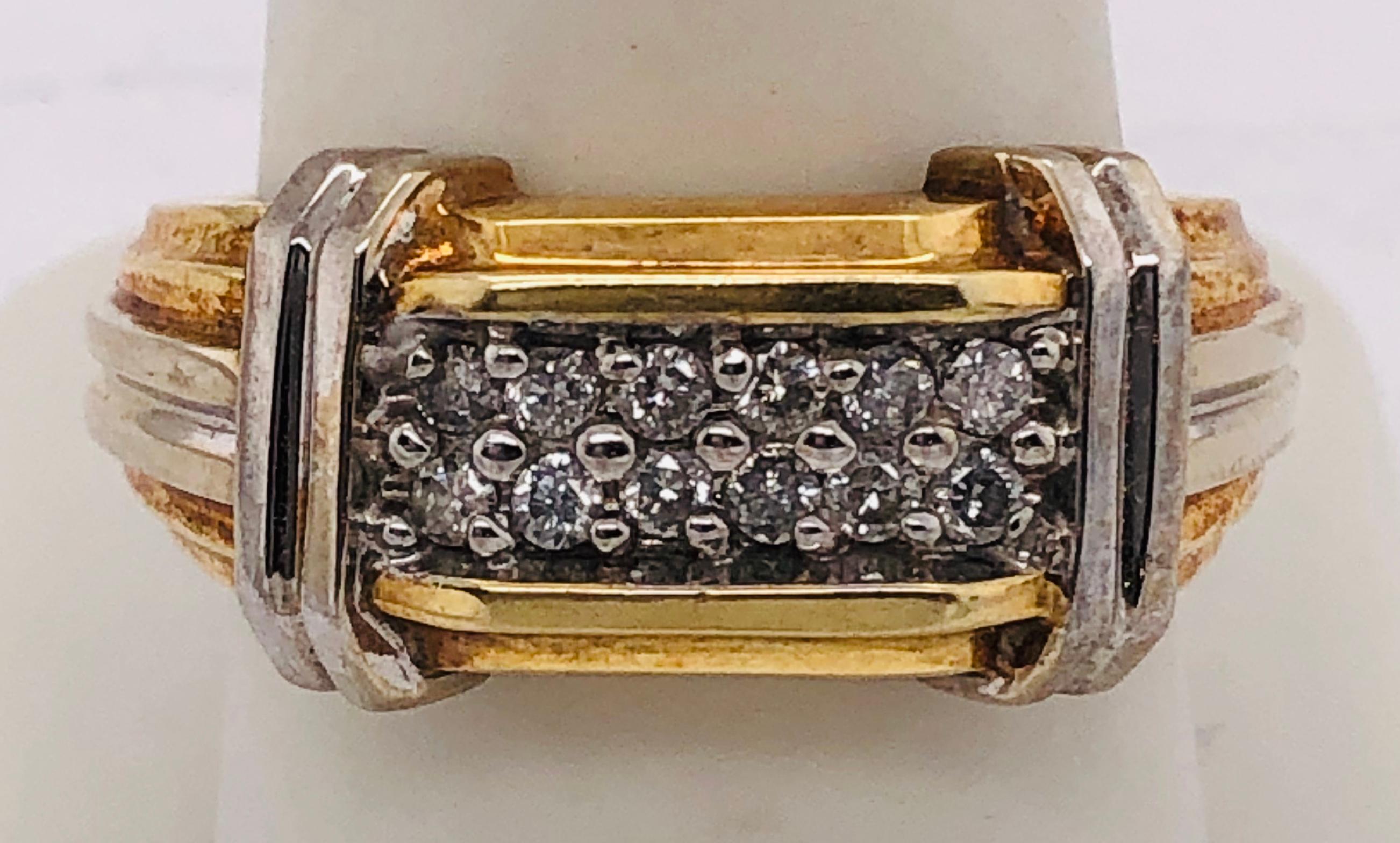 Bague contemporaine en or bicolore 14 carats avec diamants d'un poids total de 0,75 carat Unisexe en vente