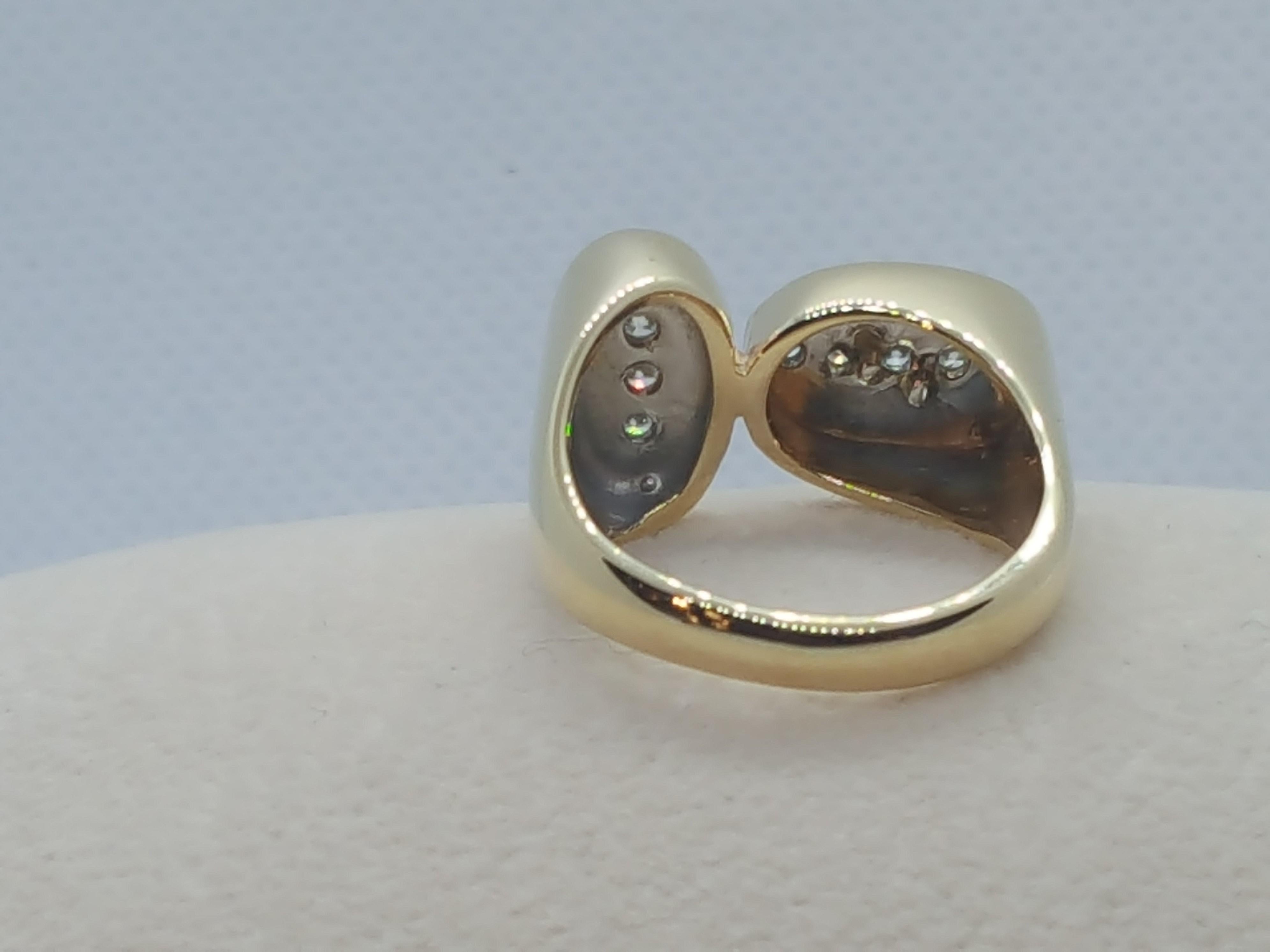 Women's 14kt Two Tone Round Diamond Ring, Modern Off-Set Design, .20cttw