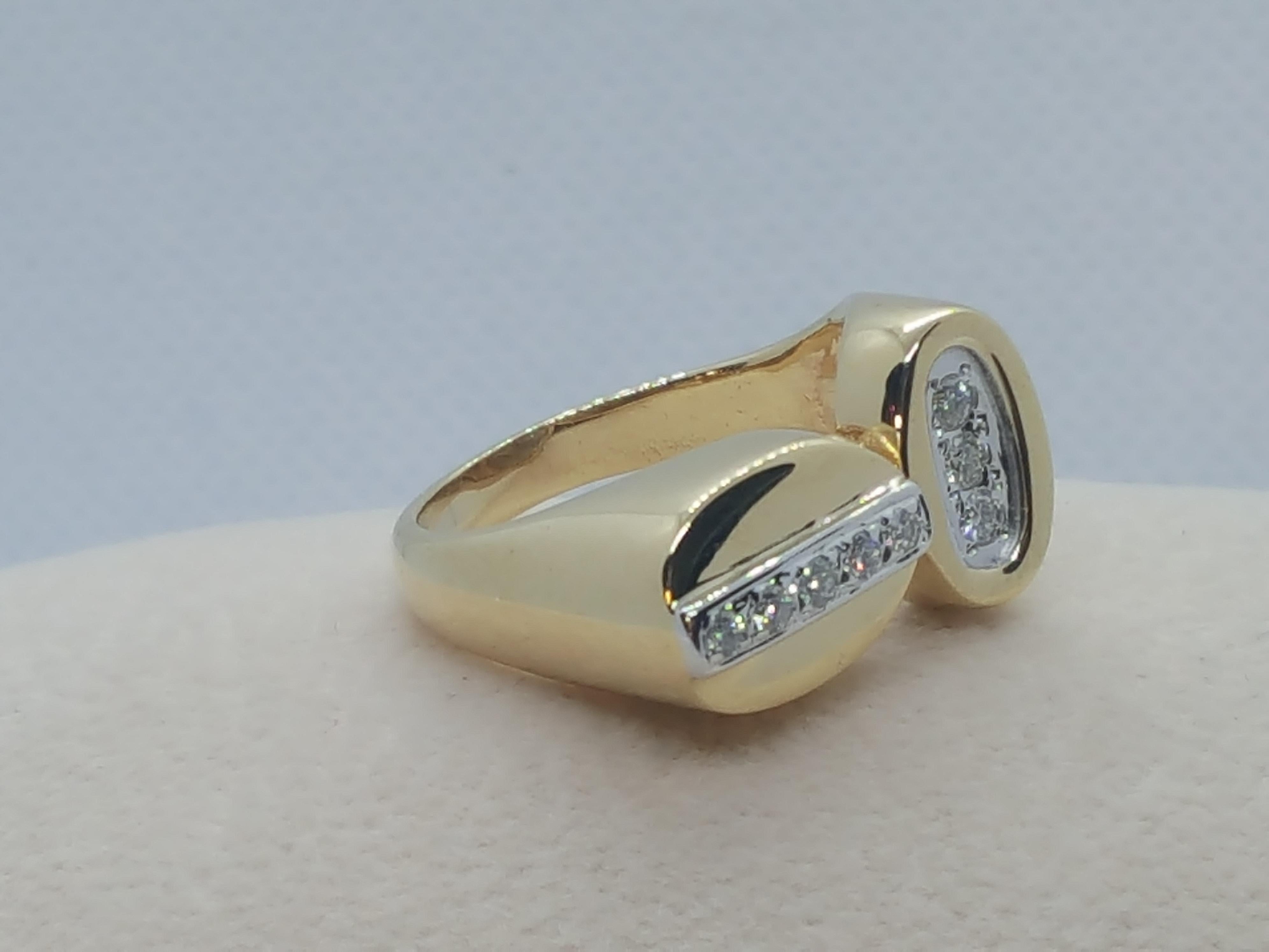14kt Two Tone Round Diamond Ring, Modern Off-Set Design, .20cttw 1