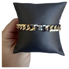 14kt Two Tone Unique Link Bracelet - 8.5" Length, 8mm Width, Italian Made, New