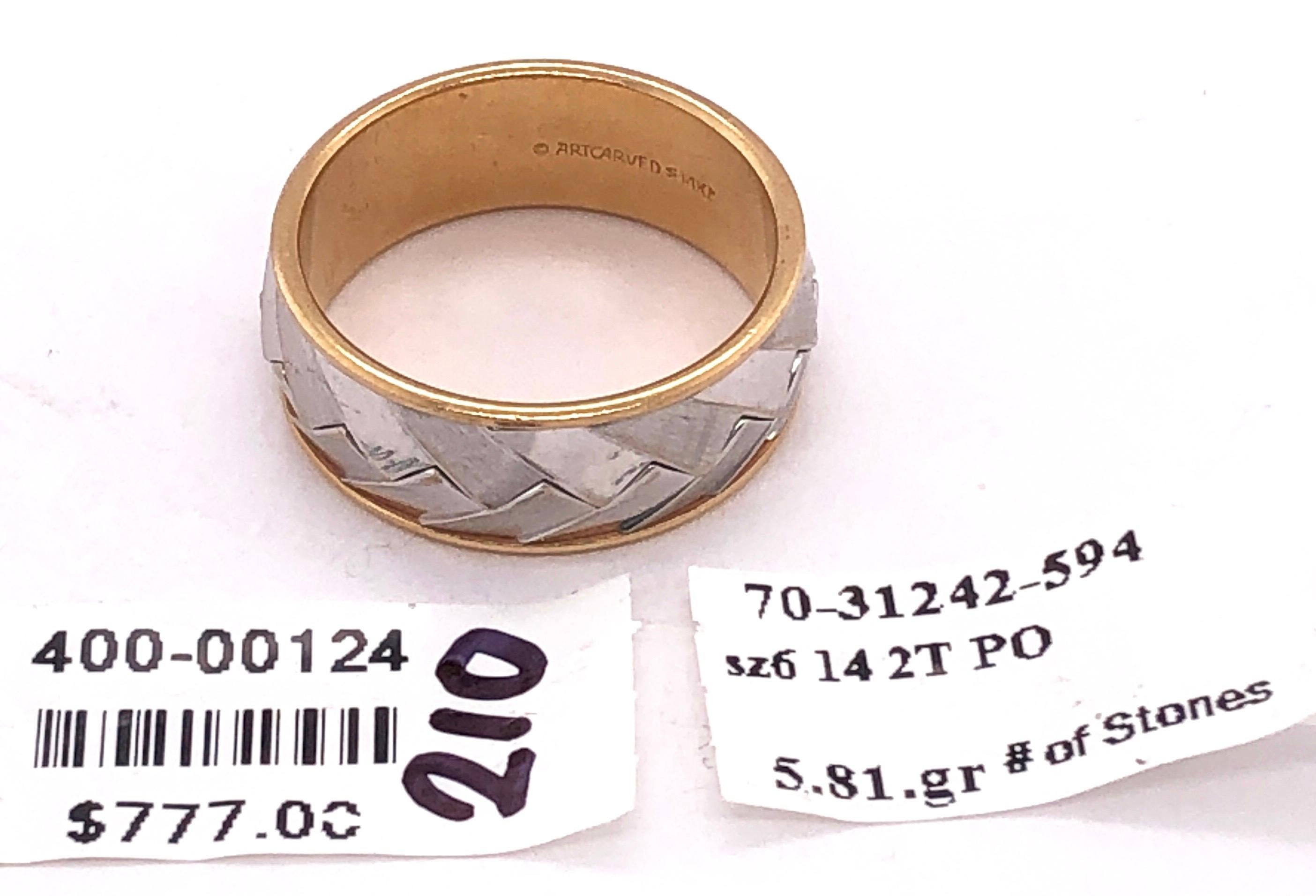 14 Karat Two-Tone White and Yellow Gold Weave Band or Wedding Ring For Sale 1
