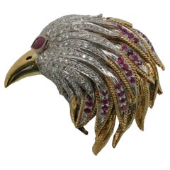 14kt Two-Tone White & Yellow Gold Bird Estate Brooch