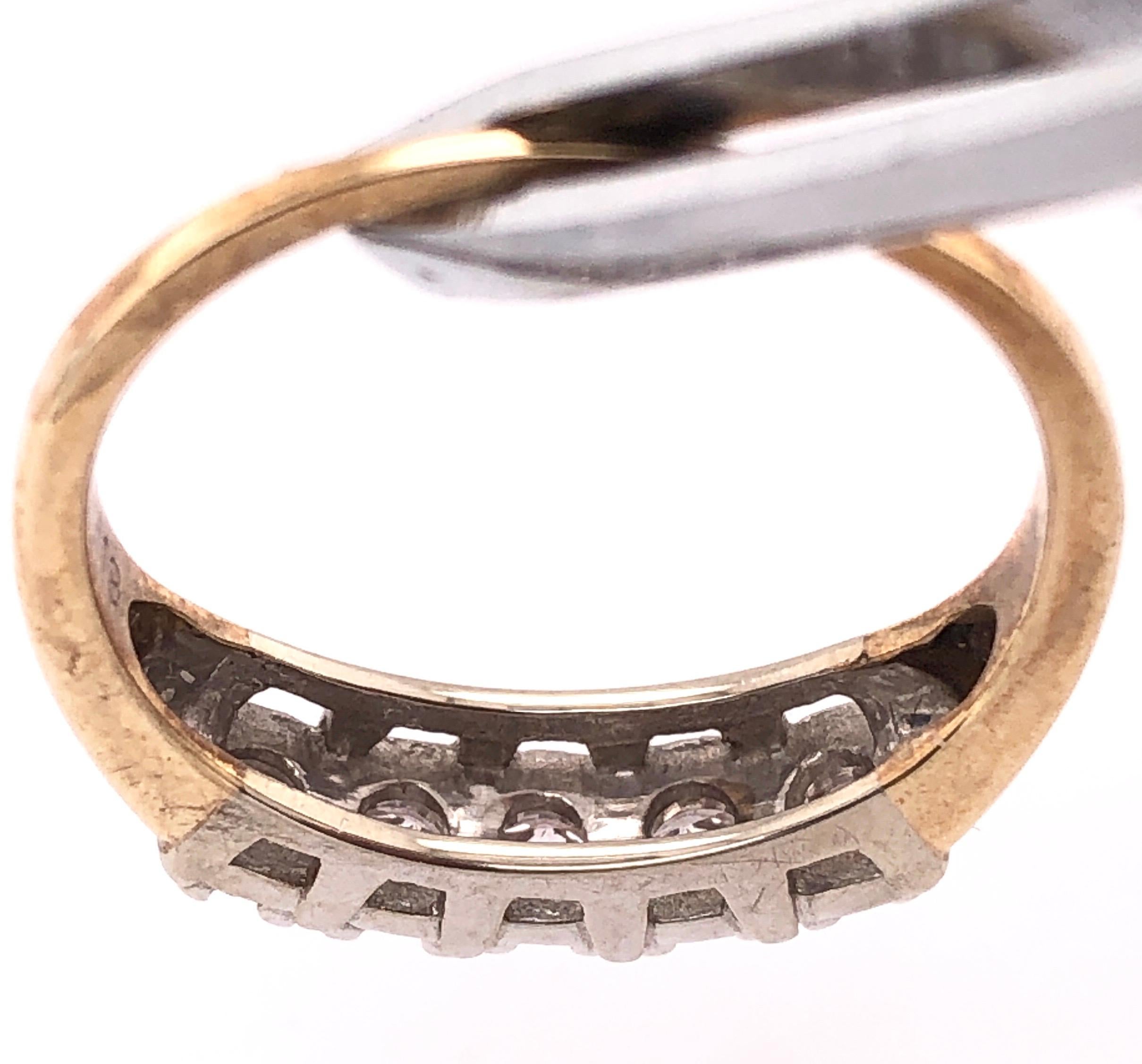 14Kt Two-Tone Yellow and White Gold Ring Wedding Band with Five Diamonds 1.00TDW For Sale 2