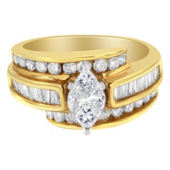 Anillo de Cóctel de Diamantes en Dos Tonos de 14 KT (1 1/3 cttw, Color H-I, Claridad SI1-SI2)