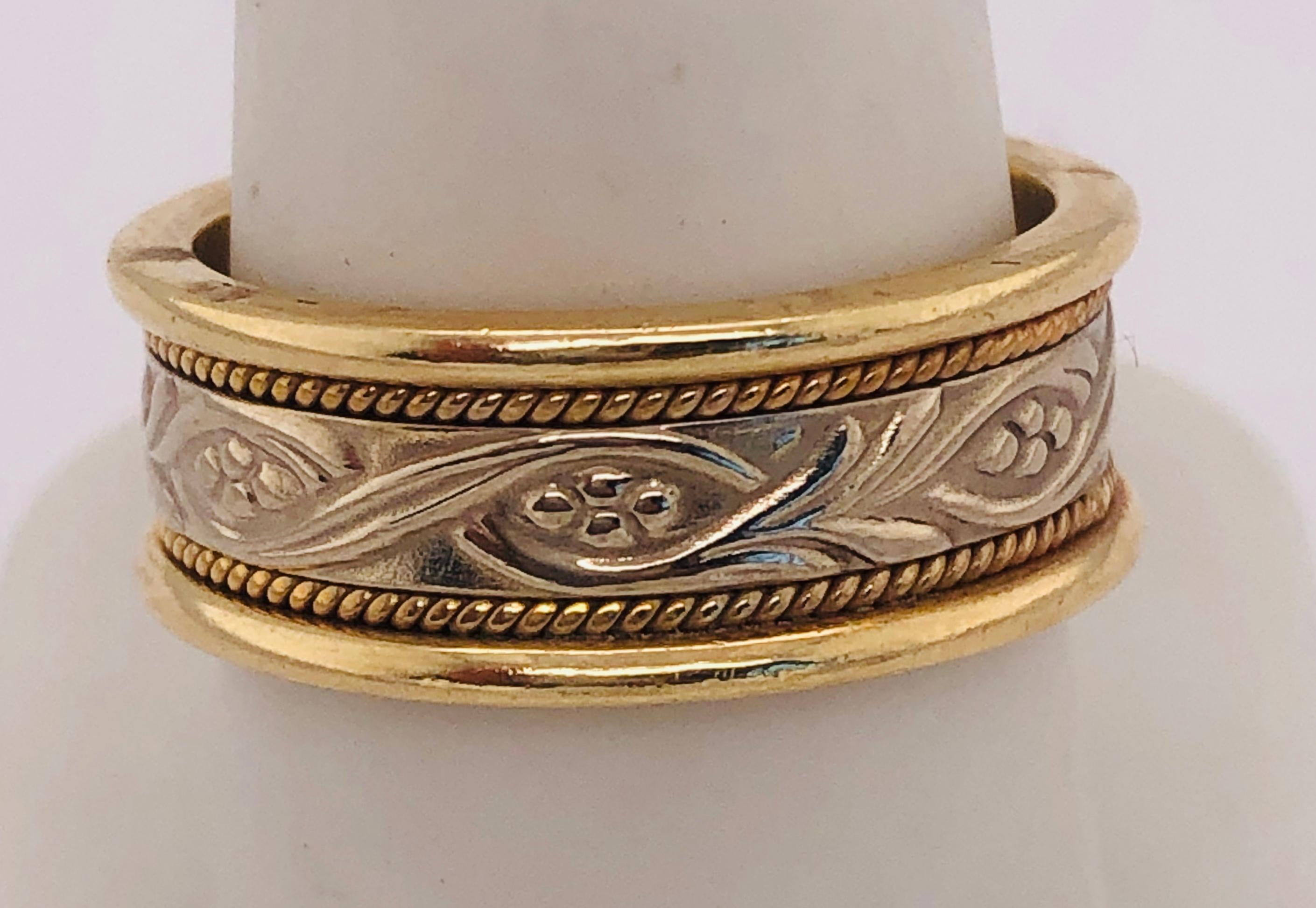 14 Karat Two-Toned Gold Fashion Wedding Ring For Sale 1