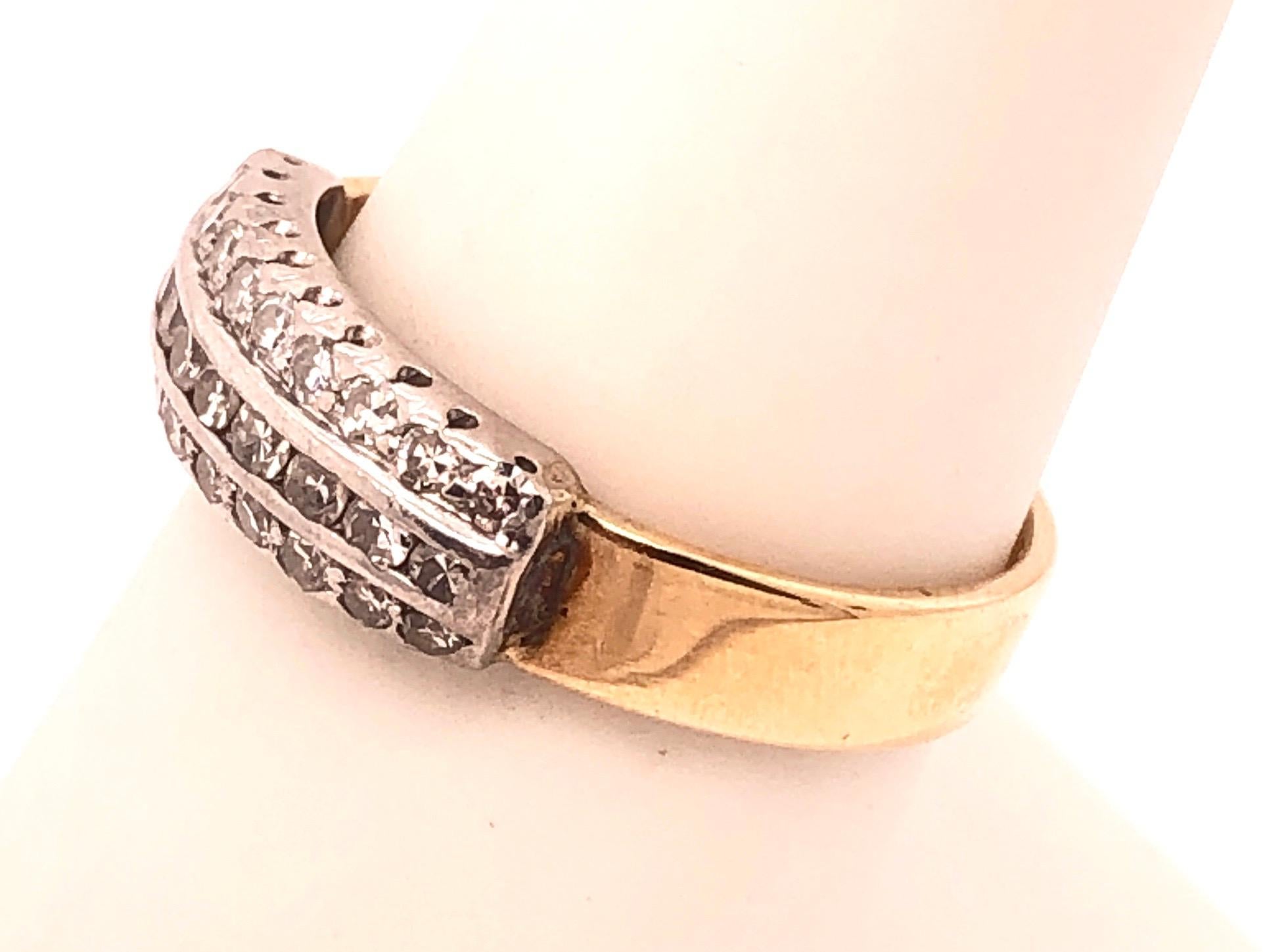 Women's or Men's 14 Karat Two-Toned Gold Ring with Diamonds, Wedding Band For Sale