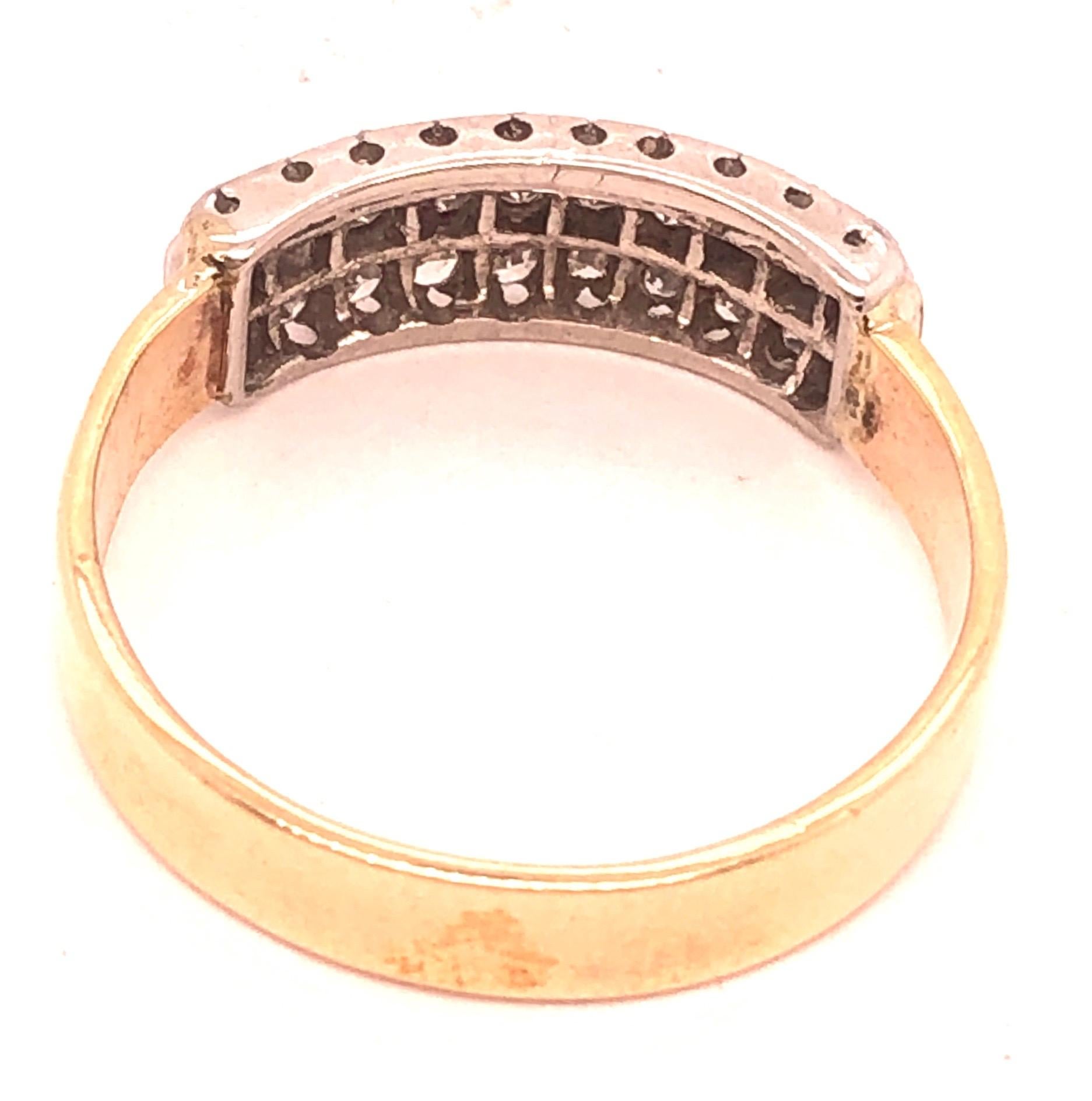 14 Karat Two-Toned Gold Ring with Diamonds, Wedding Band For Sale 1