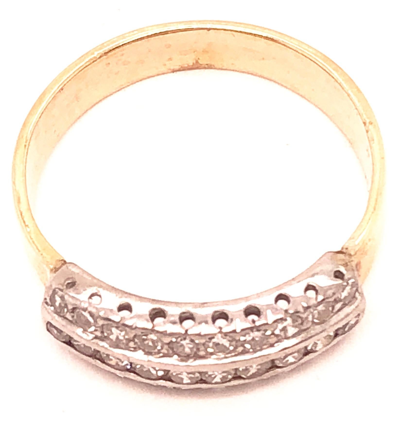 14 Karat Two-Toned Gold Ring with Diamonds, Wedding Band For Sale 2