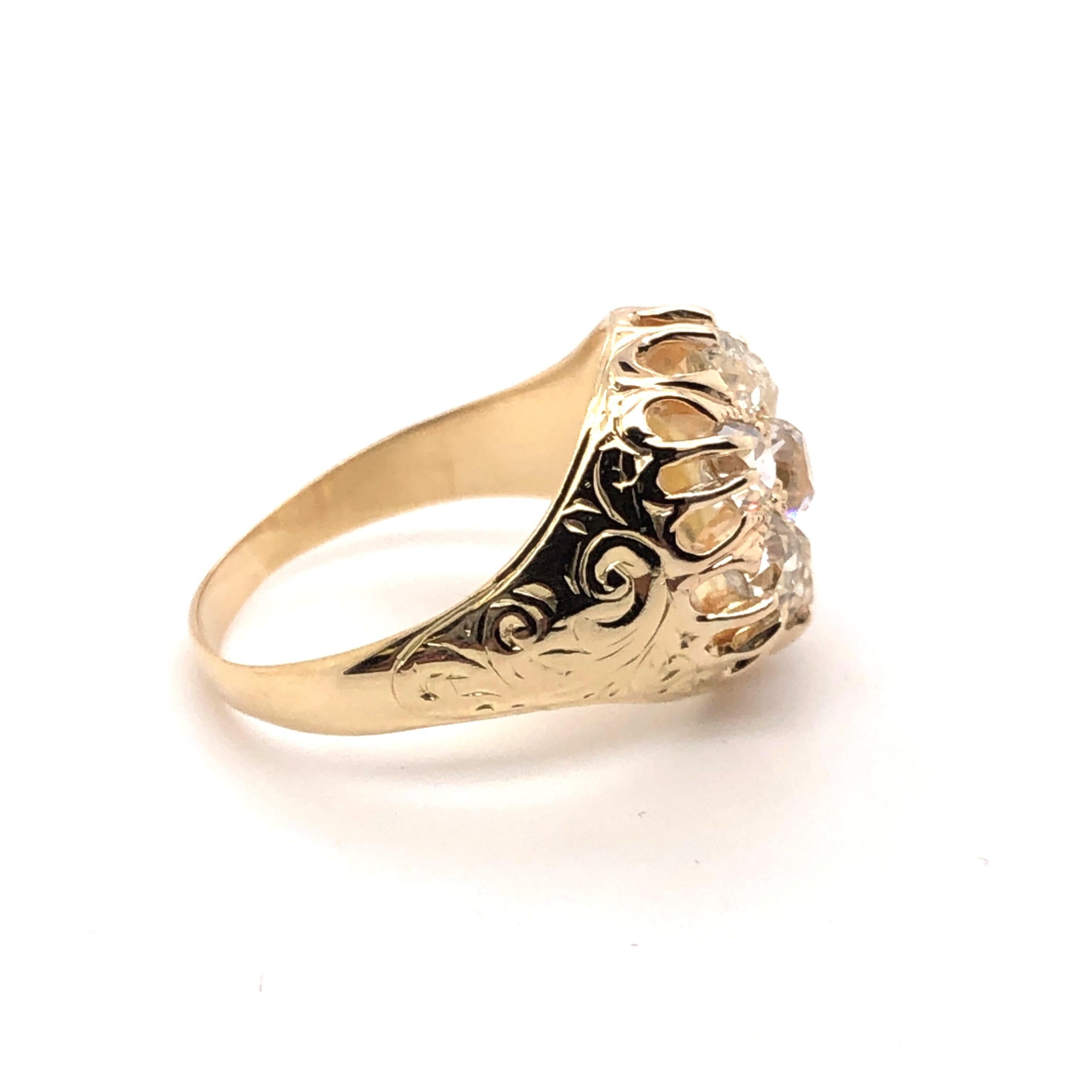 14 Karat Victorian 1.48 Carat Old Mine Cut Diamond Ring In Good Condition In Towson, MD