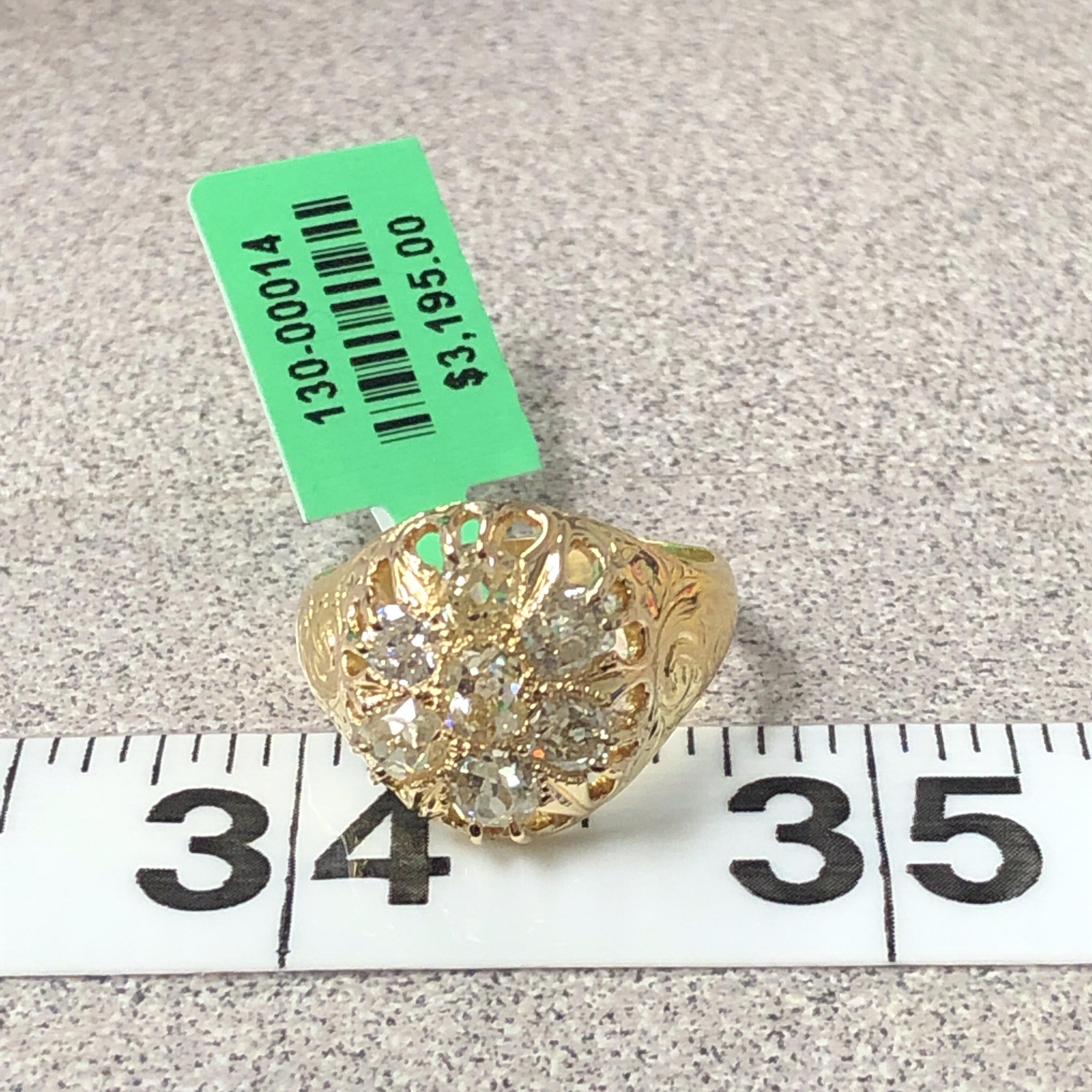 14 Karat Victorian 1.48 Carat Old Mine Cut Diamond Ring 4