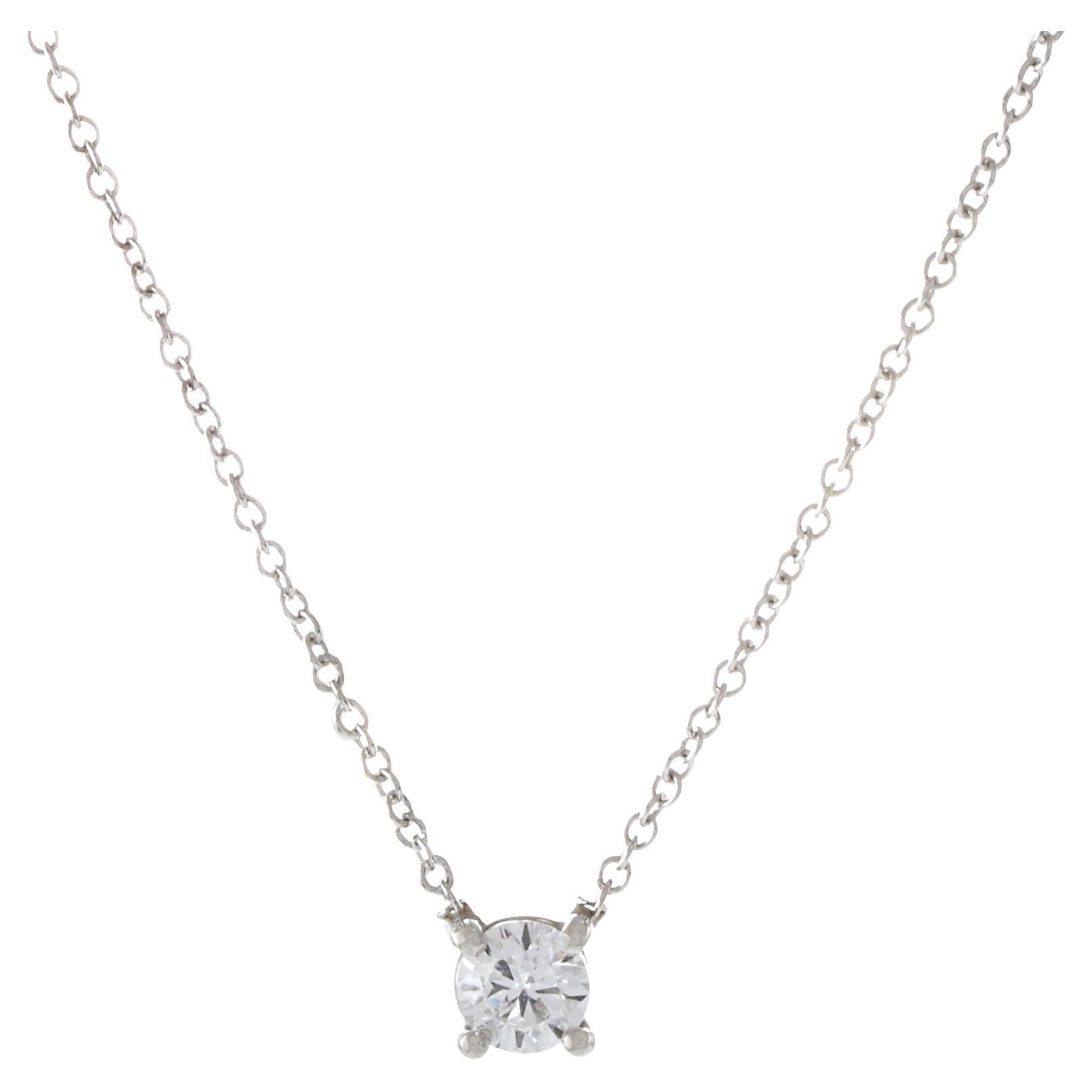 14KT White Gold 0.25CT Round Brilliant Diamond Necklace