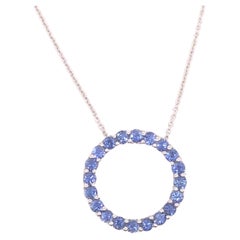14kt White Gold 1.00 Carat Sapphire Circle Pendant