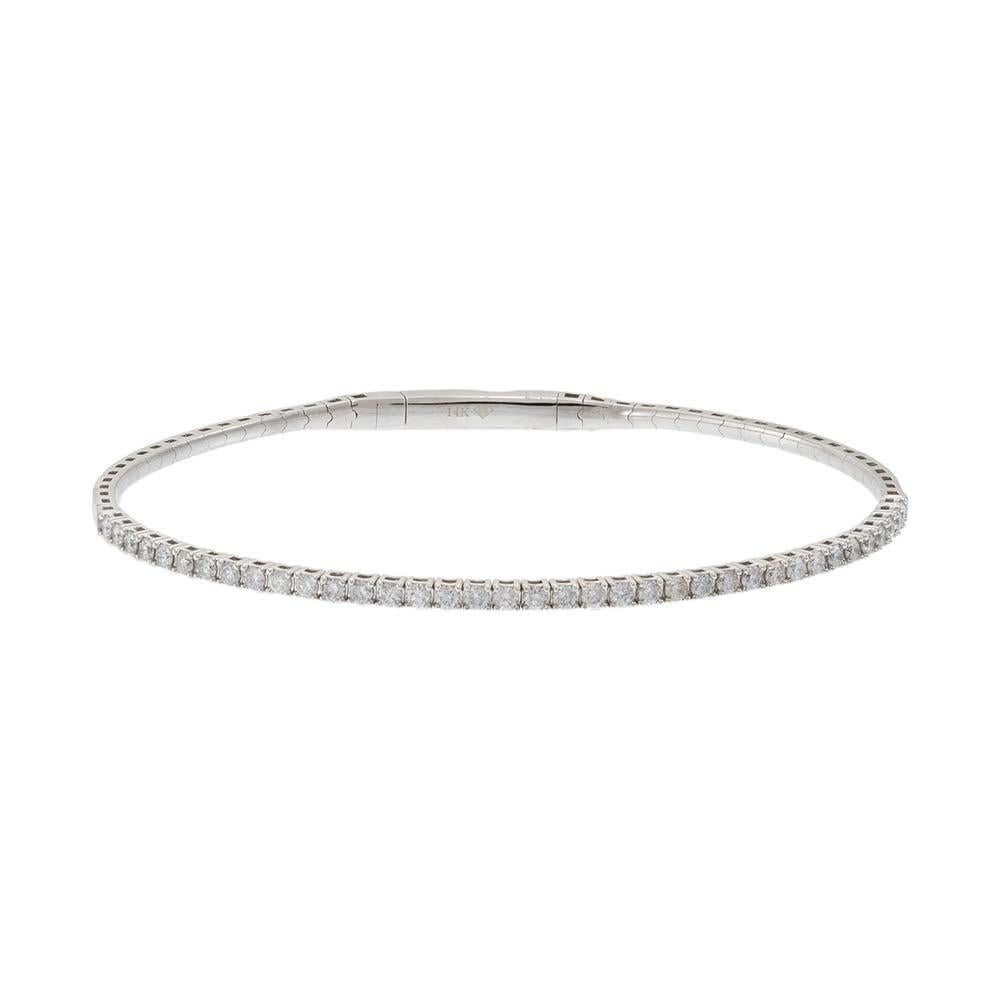 14KT White Gold 1.00ct Diamond Flex Bangle In New Condition For Sale In New York, NY