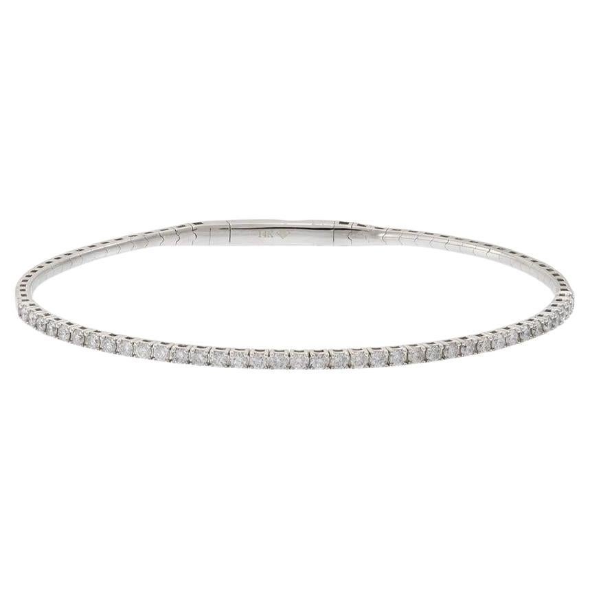 14KT White Gold 1.00ct Diamond Flex Bangle
