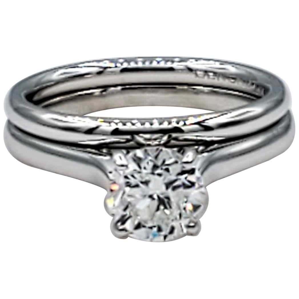 14kt White Gold 1.03ct Round Brilliant Diamond Wedding Set, GIA Certified, F VS2