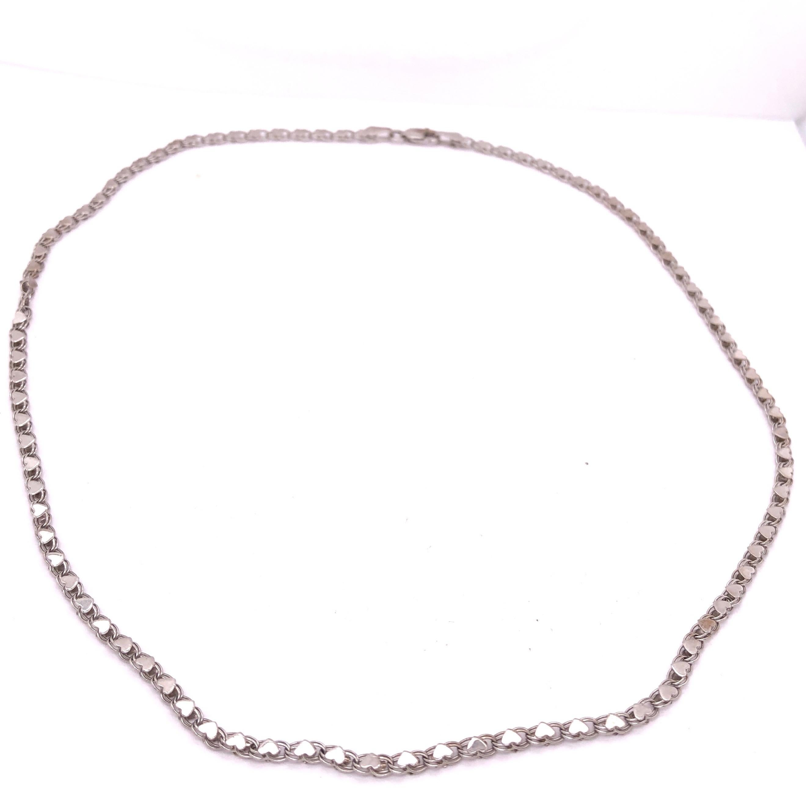 14 Karat White Gold Fancy Link Necklace For Sale 1