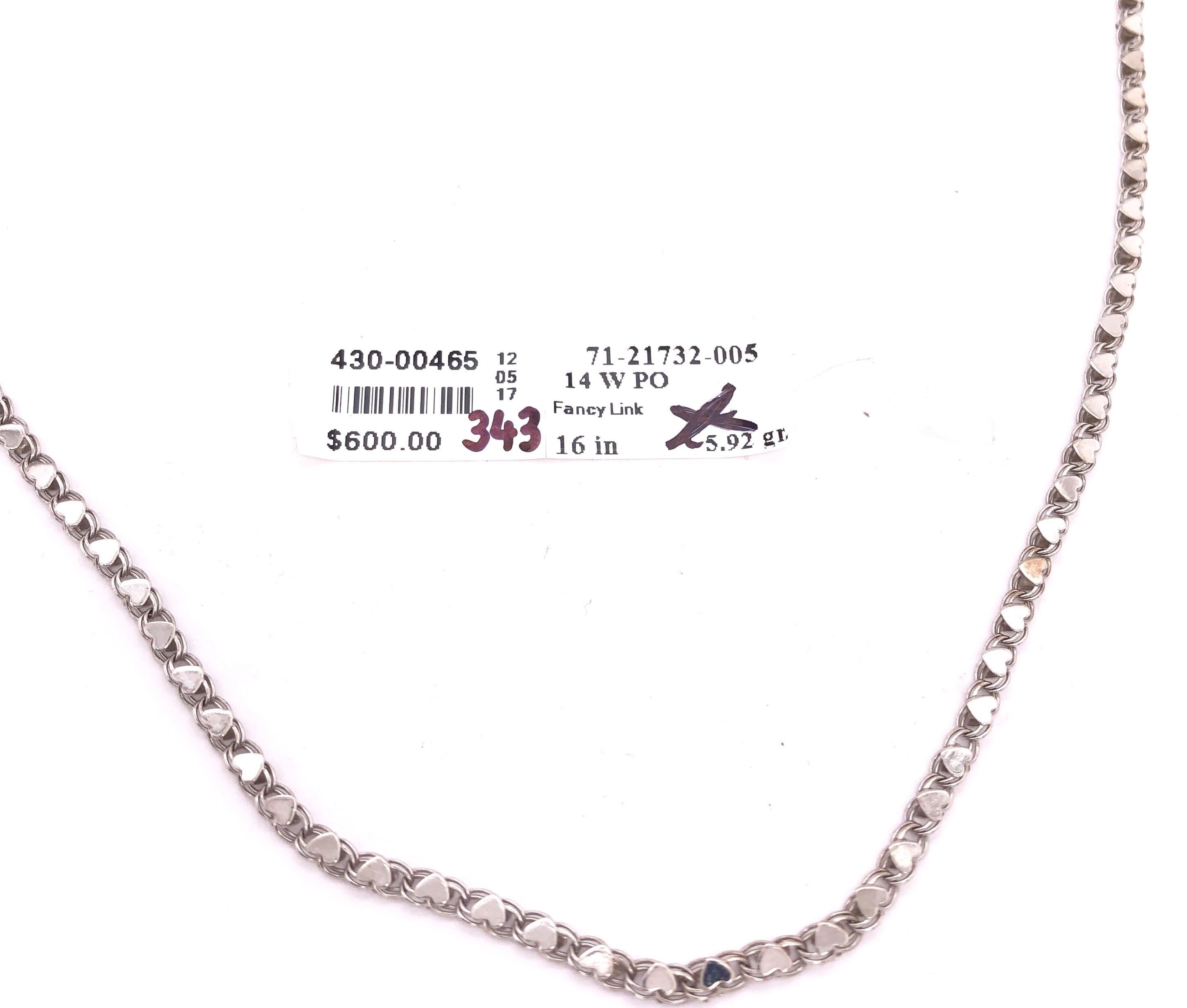 14 Karat White Gold Fancy Link Necklace For Sale 2