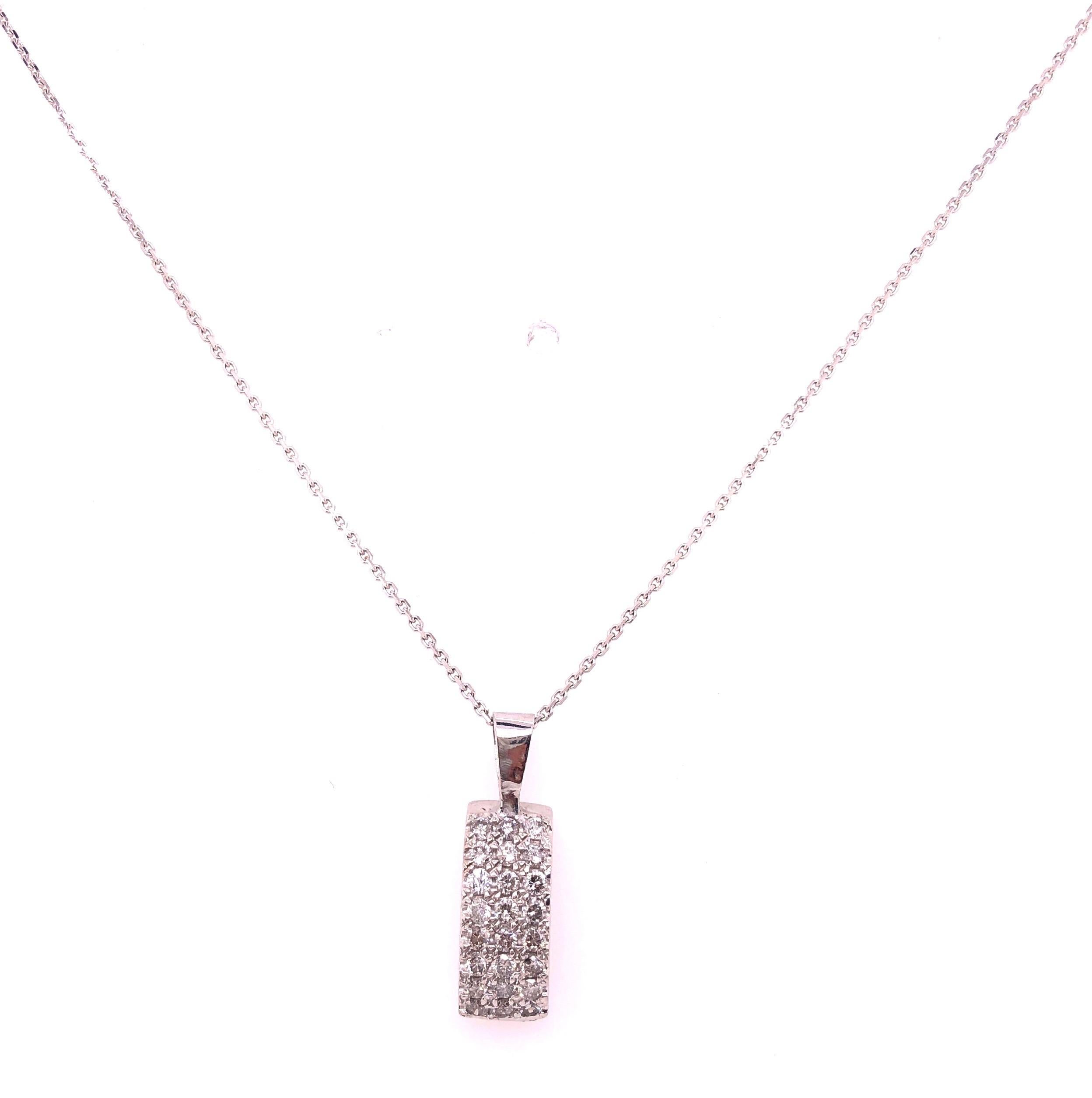 Women's or Men's 14 Karat White Gold Necklace with Pendant .80 Carat Diamond For Sale