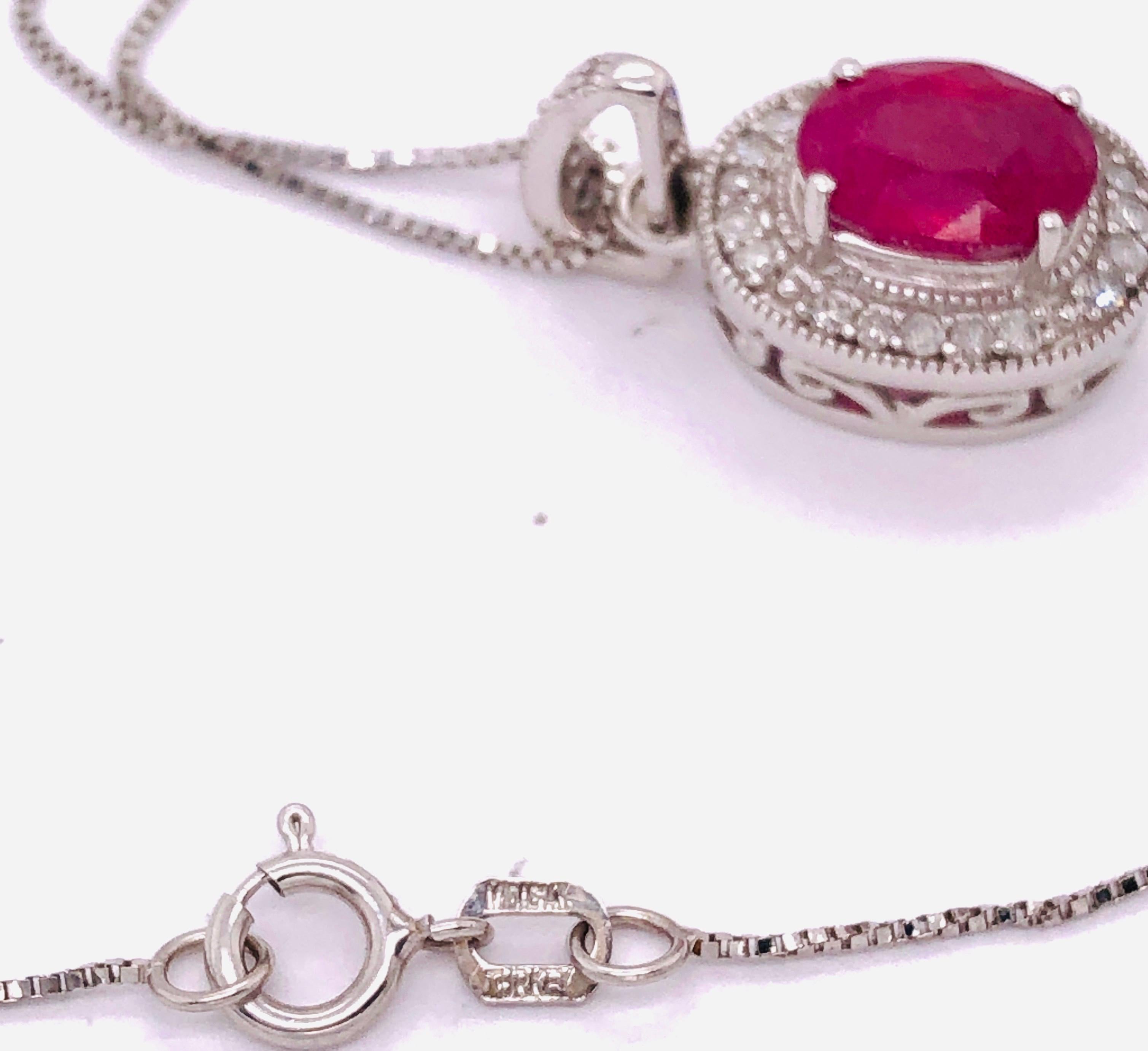 Collana in oro bianco 14Kt da 18 pollici con rubino e diamanti in vendita 5