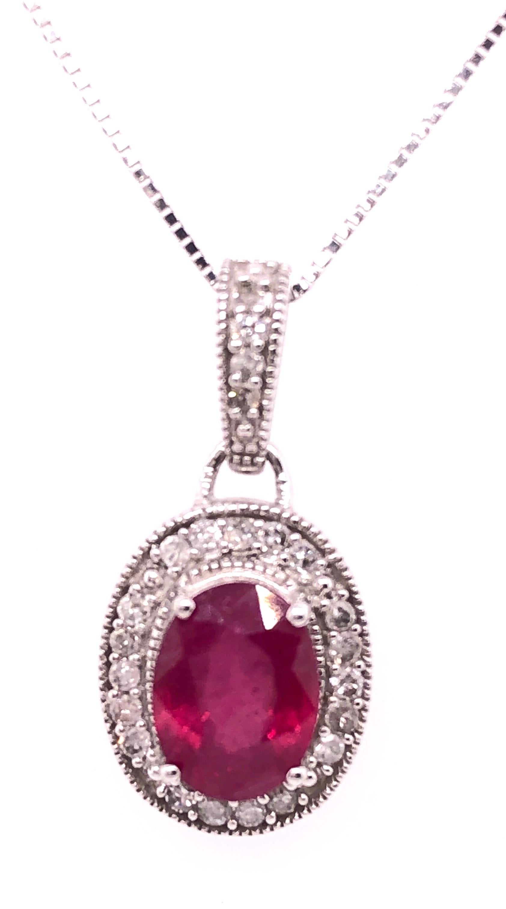Collana in oro bianco 14Kt da 18 pollici con rubino e diamanti
3,8 grammi di peso totale