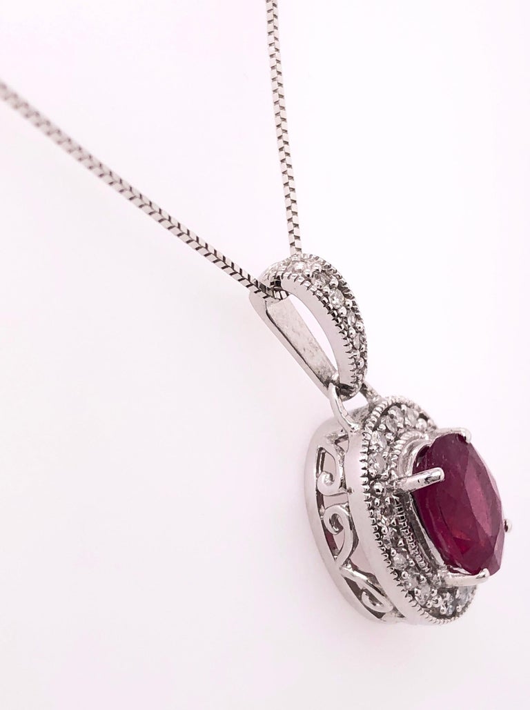 Collier Ras Du Cou Or Blanc 18 Carats Avec Rubis Et Diamants - Occasion, Parfait état