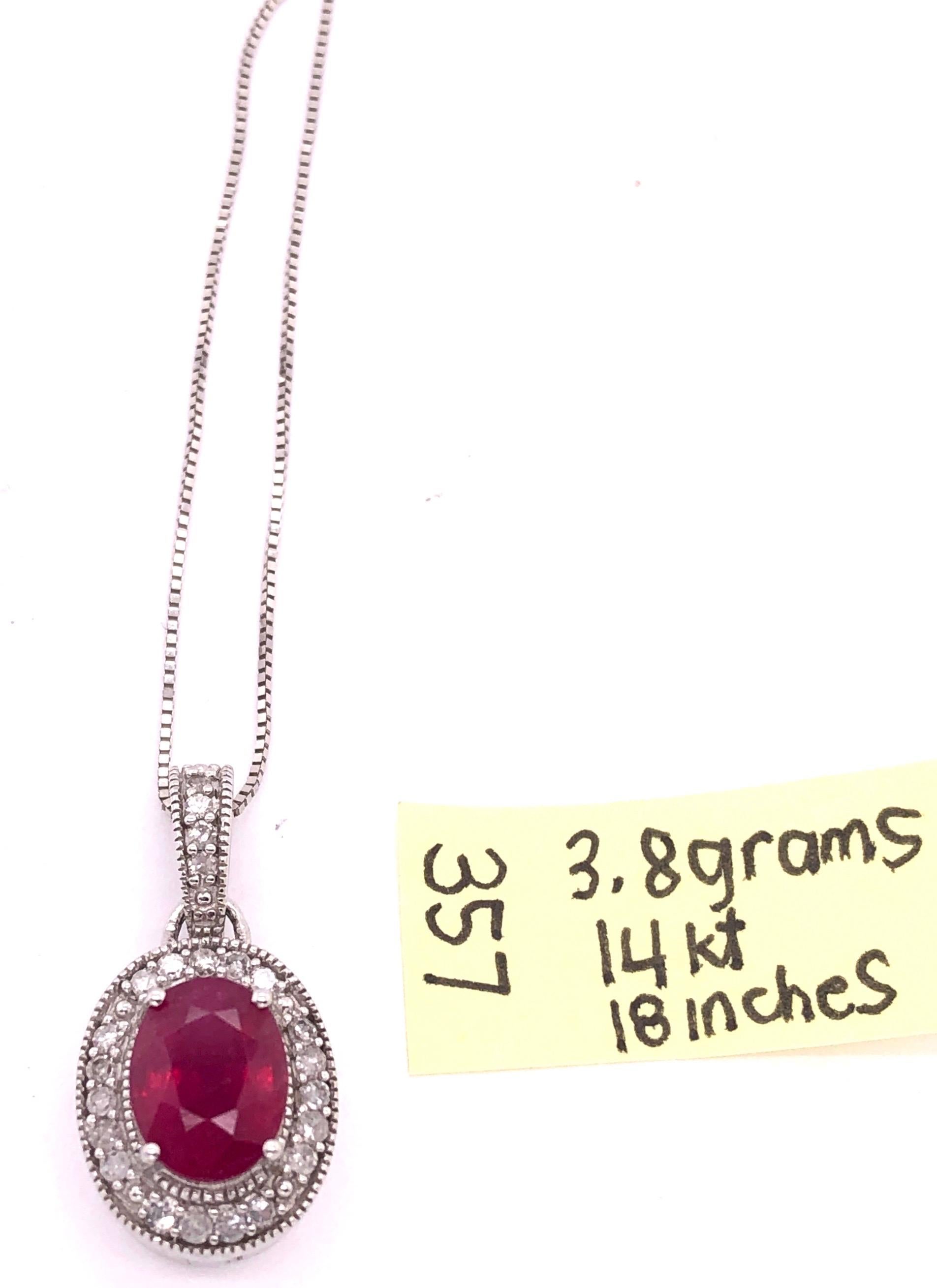 Collana in oro bianco 14Kt da 18 pollici con rubino e diamanti in vendita 4