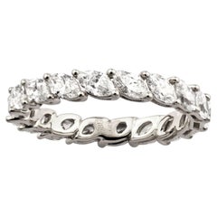 Anello Eternity in oro bianco 14 carati con diamante taglio marquise da 1,80 carati