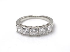 14KT White Gold 2.0 Cts Five-Stone Princess-Cut Diamond Band