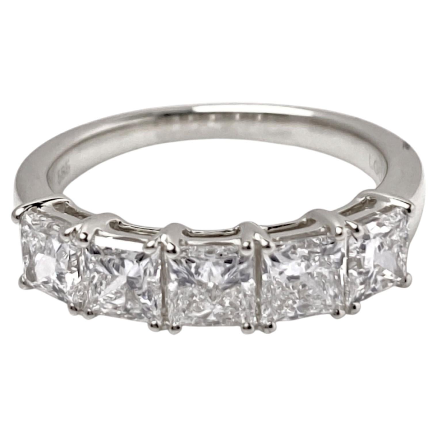 14KT White Gold 2.0 Cts Five-Stone Princess-Cut Diamond Band