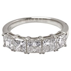 14KT White Gold 2.0 Cts Five-Stone Princess-Cut Diamond Band