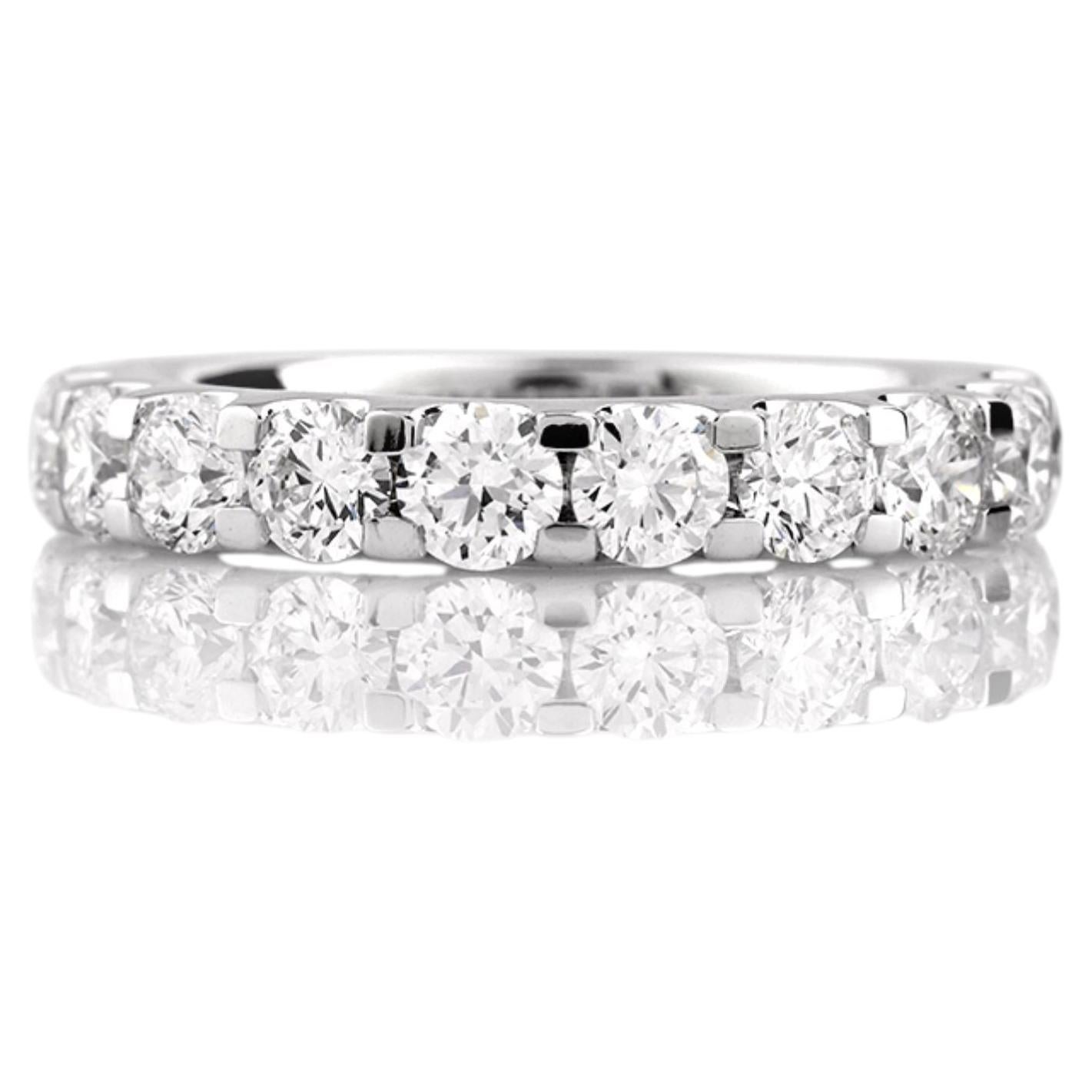 14KT White Gold 2.0 Cts Round Natural Diamond Round Diamond Half-Eternity Ring